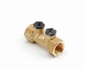 Обратный клапаг, одинарный, бронза с отводом 2x G1/2'' мама
